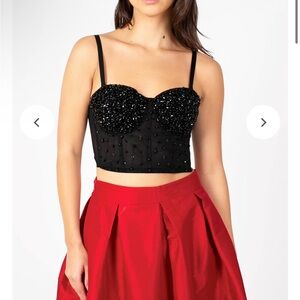 Elegant Black Beaded Women's Top